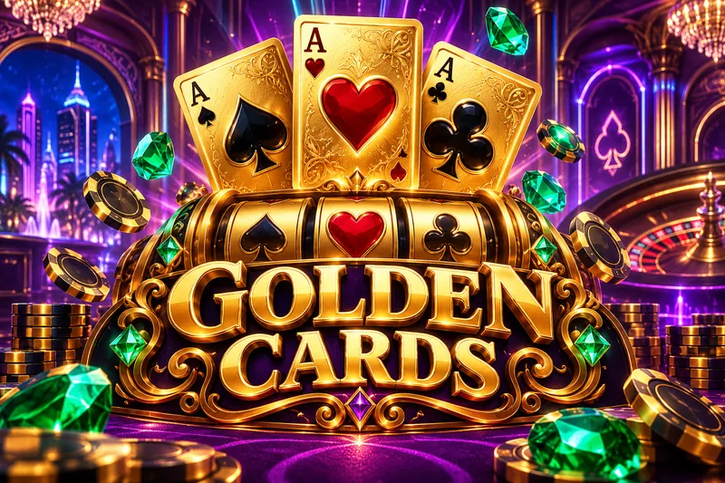 Three gold ace cards with jewel suit symbols — original concept illustration