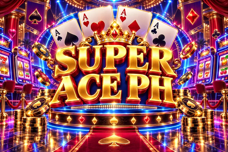 Super Ace Philippines brand artwork in a gold and jewel casino scene — original concept illustration