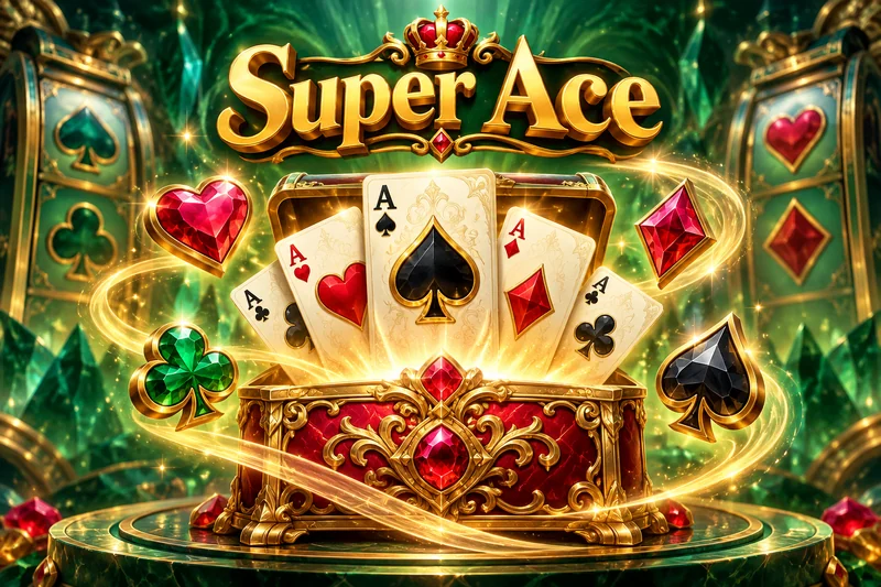 Fantasy na kaban ng Super Ace na may mga Ace card at simbolo ng laro