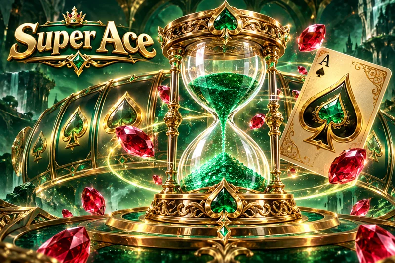 Hourglass at mga simbolo ng Super Ace bilang ilustrasyon ng limitasyon ng sesyon