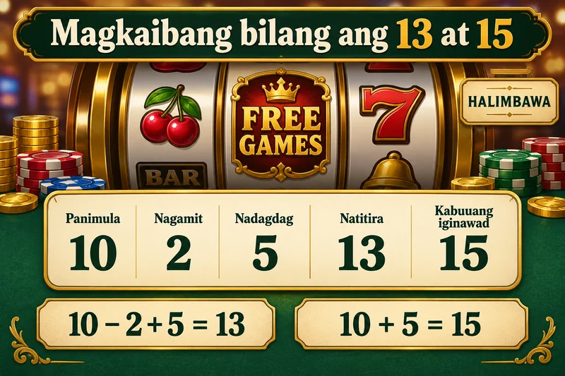 10 initial minus 2 consumed plus 5 awarded equals 13 remaining and 15 awarded